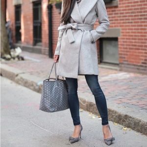 Ann Taylor shawl belt wool blend wrap coat, NWT, pxxs, light gray